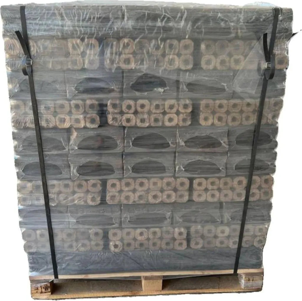 PiniKay Holzbriketts 100% Eiche, 8-eckig 10 kg – Palette 960 kg | Brikettsdirekt
