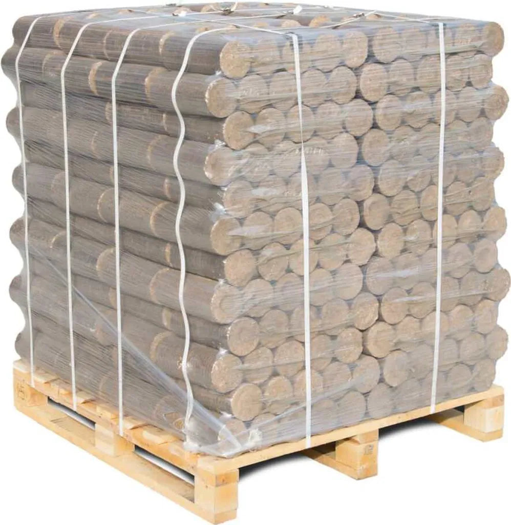 Premium Hartholzbriketts rund, Buche & Eiche 10 kg – Palette 960 kg | Brikettsdirekt